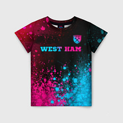 Футболка детская West Ham - neon gradient: символ сверху, цвет: 3D-принт