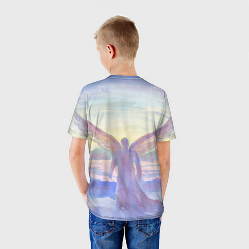 Детская футболка Архангел в облаках акварель / 3D-принт – фото 4