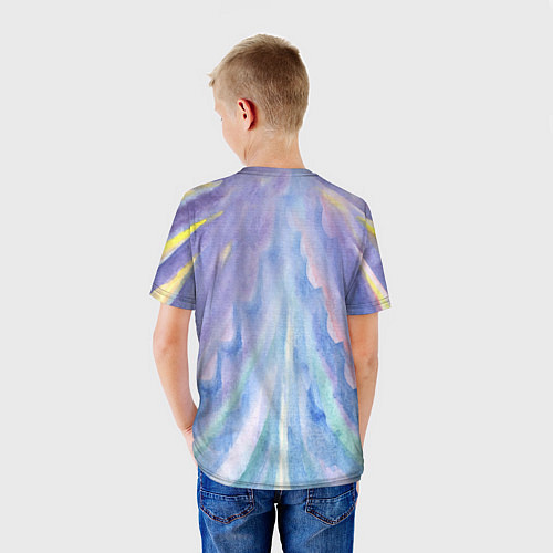 Детская футболка Акварельная абстракция перья Жар-птицы / 3D-принт – фото 4