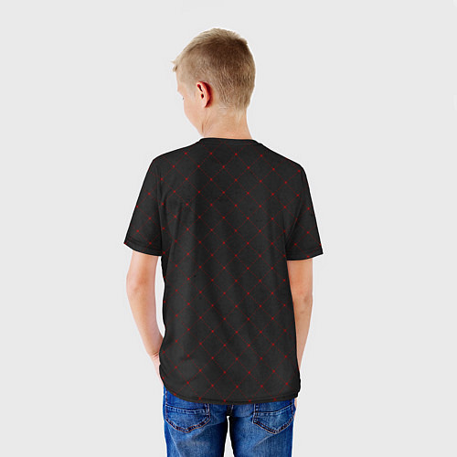 Детская футболка Красные плитки на черном фоне / 3D-принт – фото 4
