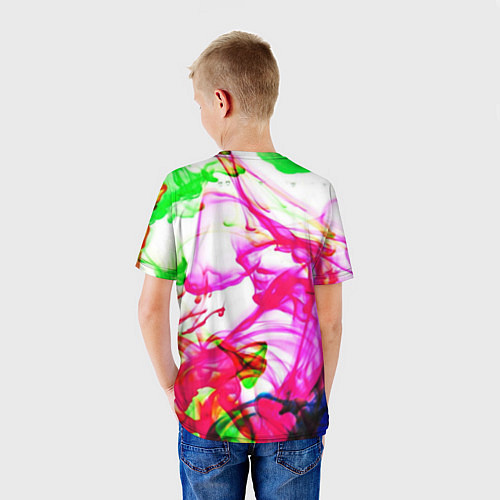 Детская футболка Неоновые краски в воде / 3D-принт – фото 4