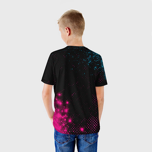 Детская футболка PSG - neon gradient: надпись, символ / 3D-принт – фото 4