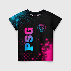 Детская футболка PSG - neon gradient: надпись, символ