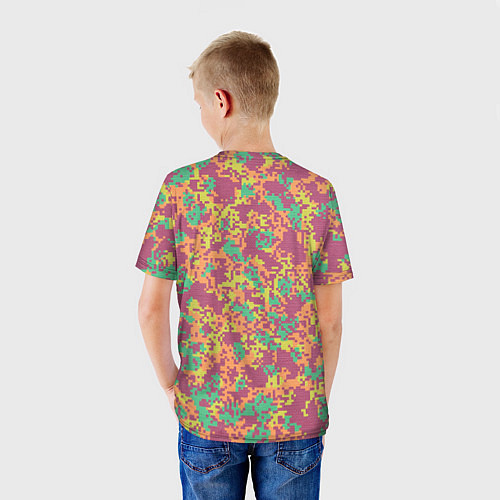 Детская футболка Цифровой камуфляж - сиренево-зеленый / 3D-принт – фото 4