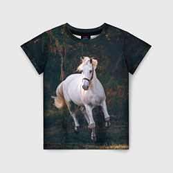 Детская футболка Скачущая белая лошадь