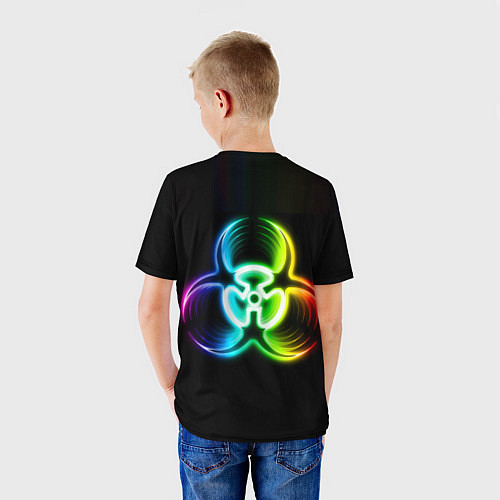 Детская футболка Biohazard - неоновый знак / 3D-принт – фото 4