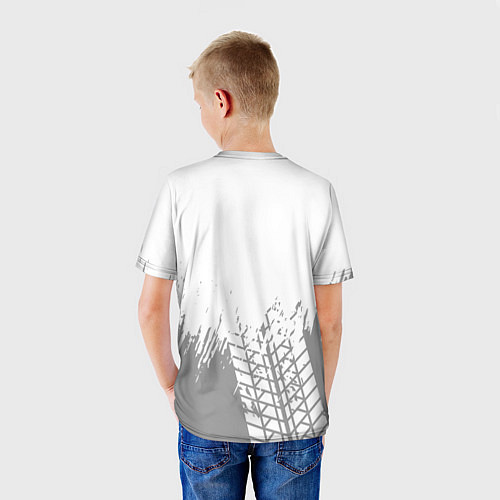 Детская футболка Changan speed на светлом фоне со следами шин: симв / 3D-принт – фото 4