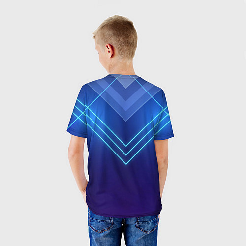 Детская футболка Глубокий синий с неоновыми полосами / 3D-принт – фото 4