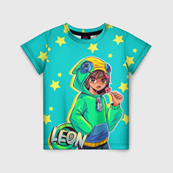 Детская футболка Леон из Бравл Старс