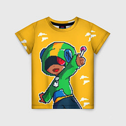 Детская футболка Пиксельный Леон из Бравл Старс