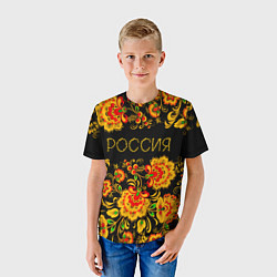 Футболка детская РОССИЯ роспись хохлома, цвет: 3D-принт — фото 2