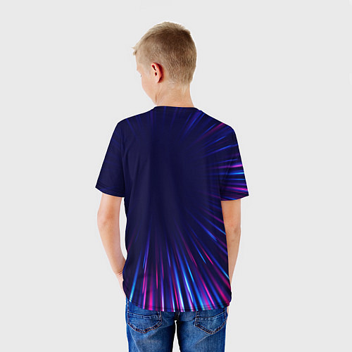 Детская футболка Skoda neon speed lines / 3D-принт – фото 4