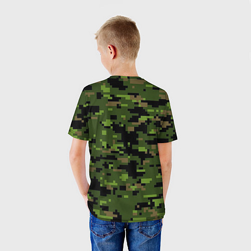 Детская футболка Камуфляж лесной пиксель / 3D-принт – фото 4