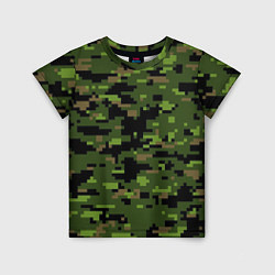 Детская футболка Камуфляж лесной пиксель
