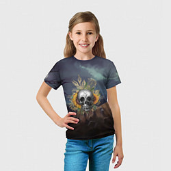 Футболка детская Череп нп фоне кладбища, цвет: 3D-принт — фото 2
