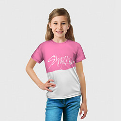 Футболка детская Stray Kids pink and white, цвет: 3D-принт — фото 2