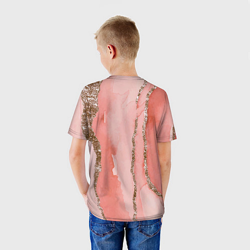Детская футболка Розовое золото акварель / 3D-принт – фото 4