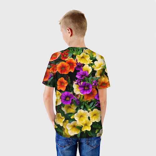 Детская футболка Разноцветная петуния / 3D-принт – фото 4