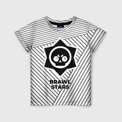 Детская футболка Символ Brawl Stars на светлом фоне с полосами