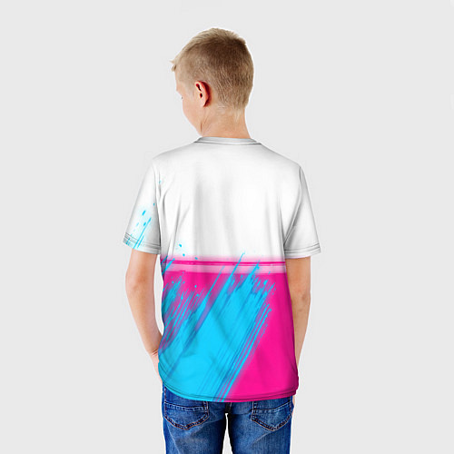Детская футболка Porsche neon gradient style: символ сверху / 3D-принт – фото 4