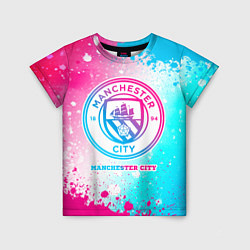 Детская футболка Manchester City neon gradient style