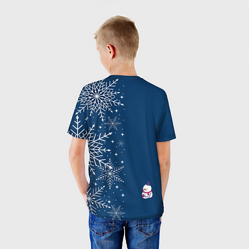 Детская футболка Новогодние снеговики / 3D-принт – фото 4