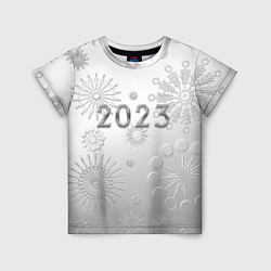 Футболка детская Новый год 2023 в снежинках, цвет: 3D-принт