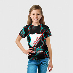 Футболка детская Hoffenheim FC в стиле glitch на темном фоне, цвет: 3D-принт — фото 2