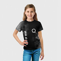 Футболка детская God of War glitch на темном фоне: надпись, символ, цвет: 3D-принт — фото 2