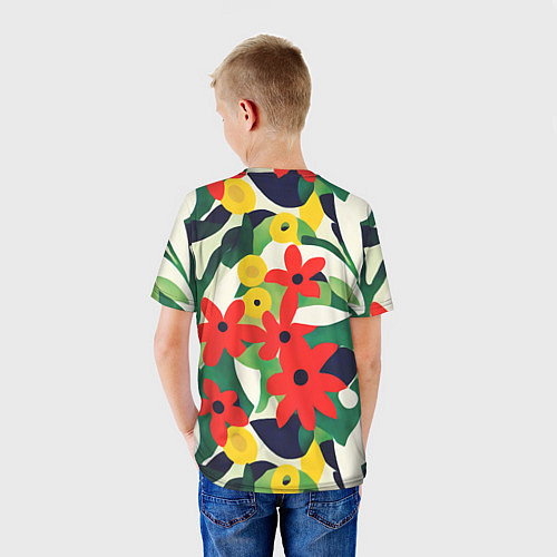 Детская футболка Цветочный яркий паттерн / 3D-принт – фото 4