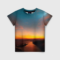 Детская футболка Горная река на фоне заката