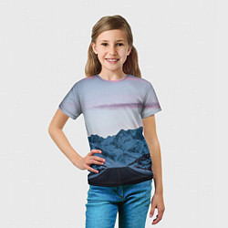 Футболка детская Белые зимние горы с дорогой, цвет: 3D-принт — фото 2