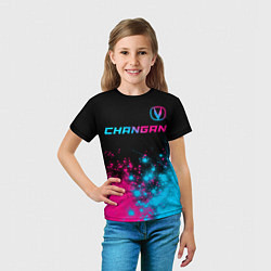 Футболка детская Changan - neon gradient: символ сверху, цвет: 3D-принт — фото 2