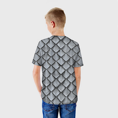 Детская футболка Металлическая черепица - текстура / 3D-принт – фото 4