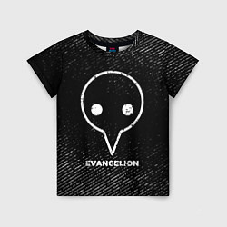 Детская футболка Evangelion с потертостями на темном фоне