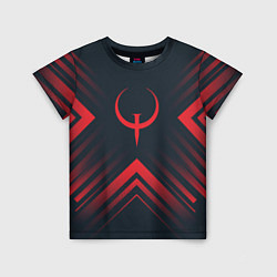 Детская футболка Красный символ Quake на темном фоне со стрелками