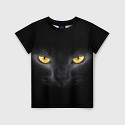 Детская футболка Чёрная кошка с оранжевыми глазами