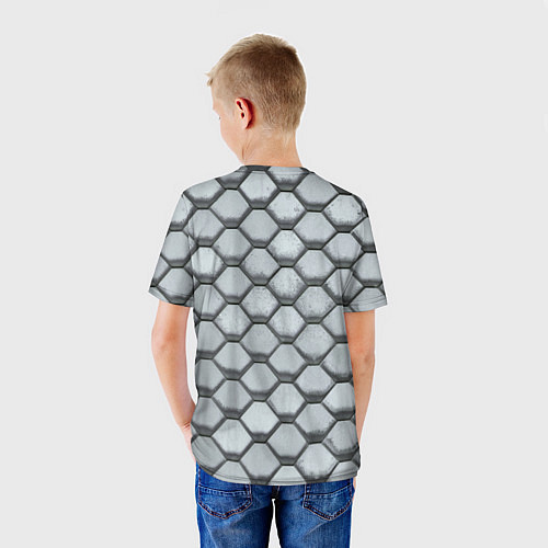 Детская футболка Бетонная черепица - текстура / 3D-принт – фото 4