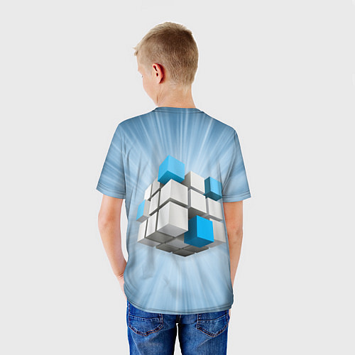 Детская футболка Трёхцветный кубик Рубика / 3D-принт – фото 4