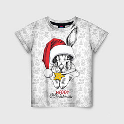 Детская футболка Rabbit with cookies, merry Christmas