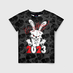 Футболка детская С Новым годом! 2023 Злой кролик, цвет: 3D-принт