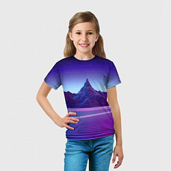 Футболка детская Neon mountains - Vaporwave, цвет: 3D-принт — фото 2