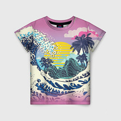 Детская футболка Штормовые океанские волны и пальмы