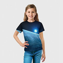Футболка детская Яркая звезда над горизонтом - космос, цвет: 3D-принт — фото 2