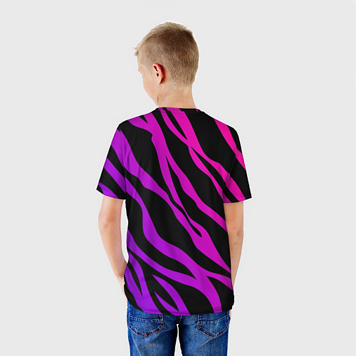 Детская футболка Неоновый паттерн линии / 3D-принт – фото 4