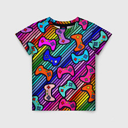 Детская футболка Многоцветные полоски с джойстиками