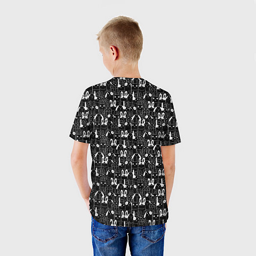 Детская футболка Кролики черно-белые / 3D-принт – фото 4