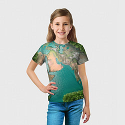 Футболка детская Карта Земли, цвет: 3D-принт — фото 2