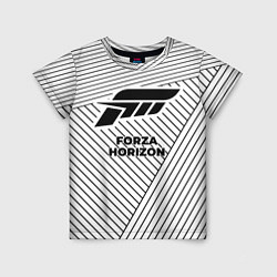 Детская футболка Символ Forza Horizon на светлом фоне с полосами