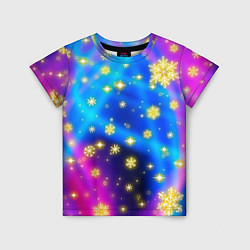 Детская футболка Снежинки и звезды - яркие цвета